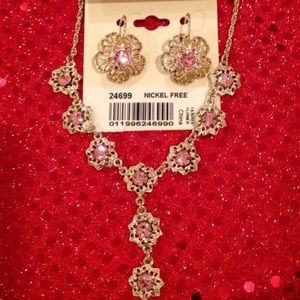 Pink filigree matching set